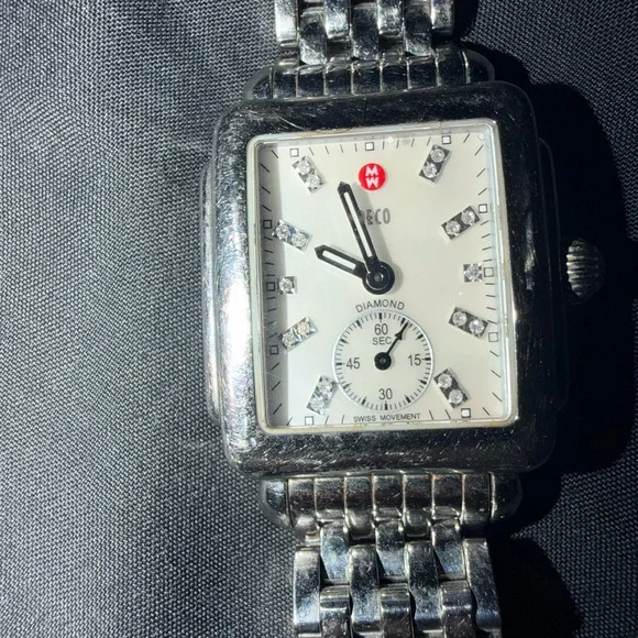 Michele Silver Watch with Black Accents - Picture 2 of 4